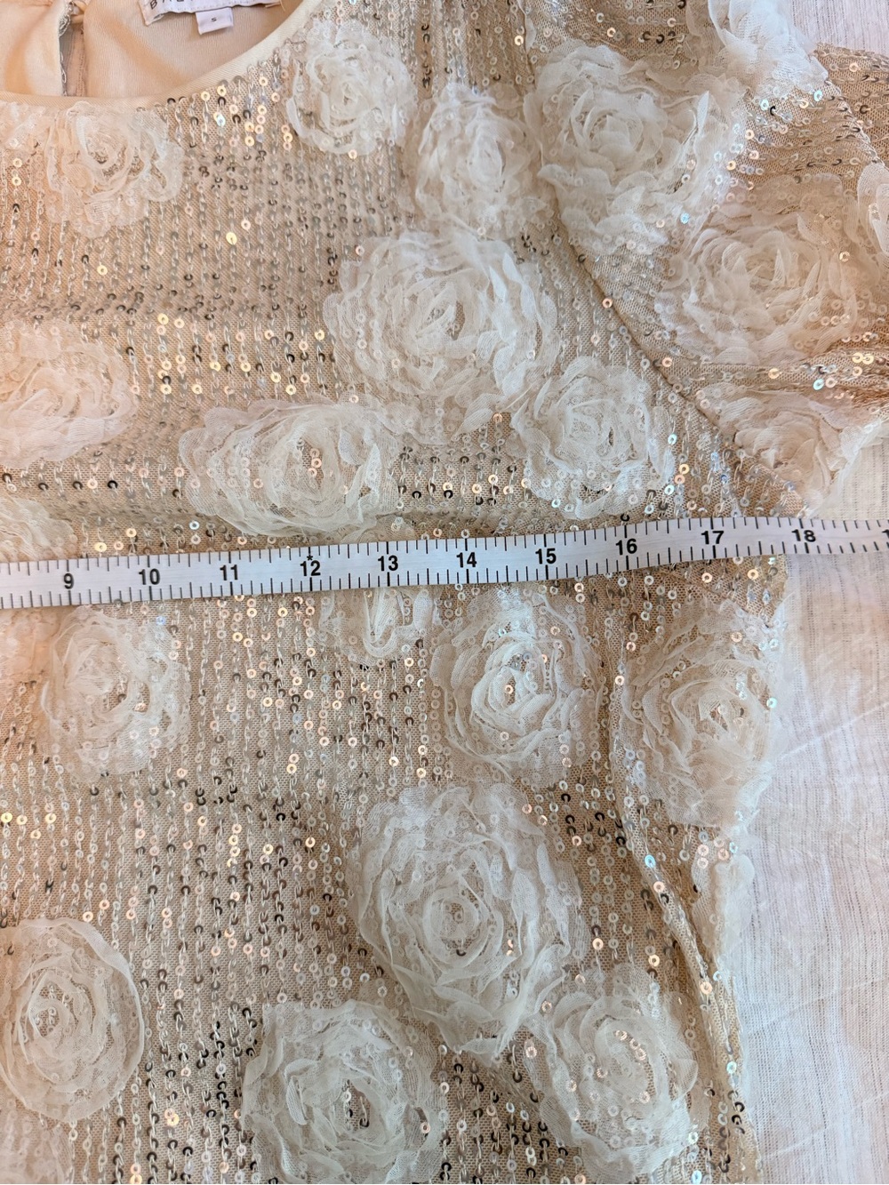 Baltic Born Sequin Dress with Floral Appliqués in Cream and Champagne - Picture 7 of 9